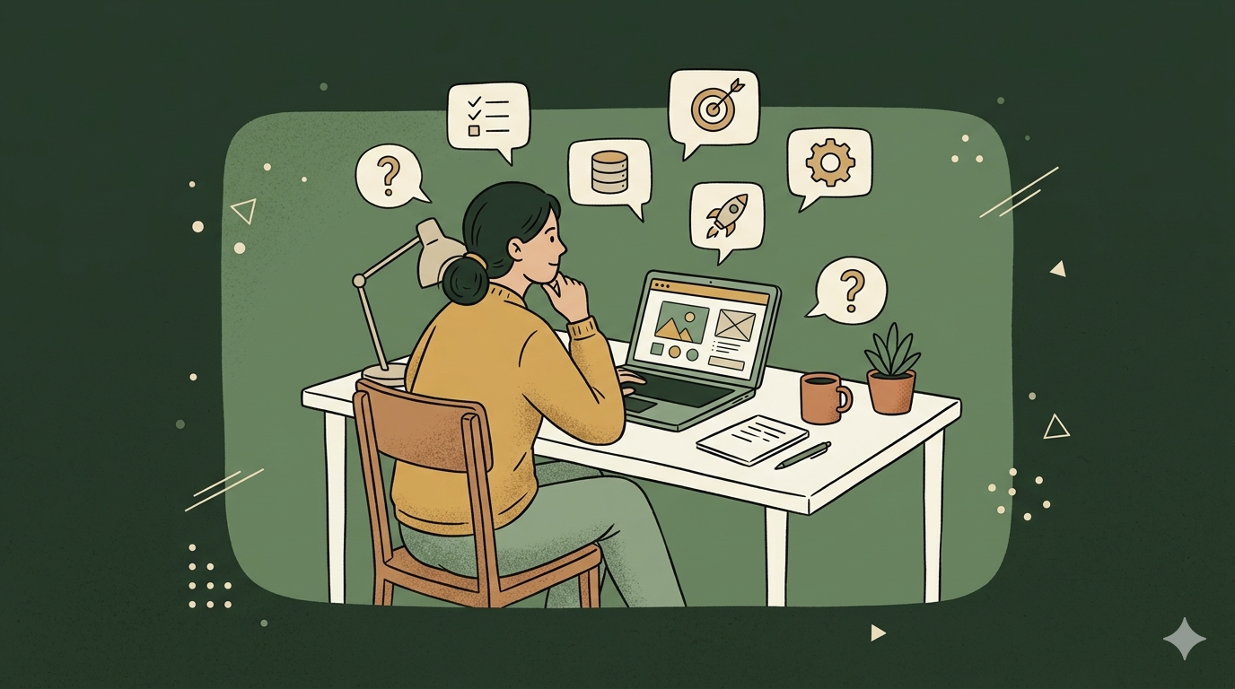 A founder at a desk thinking through pre-launch questions